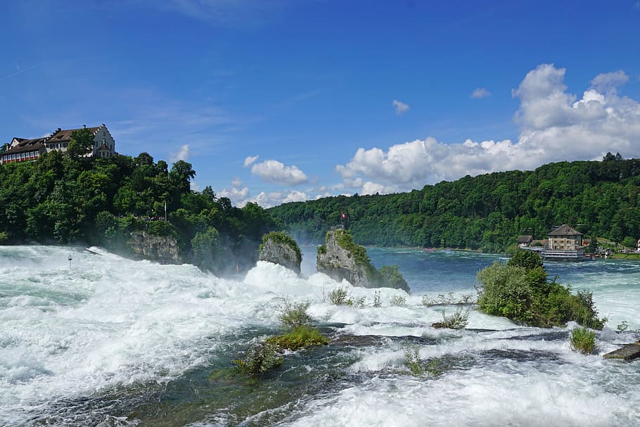 Rhine Falls, High Water, Schaffhausen, neuhausen am rheinfall, HD wallpaper