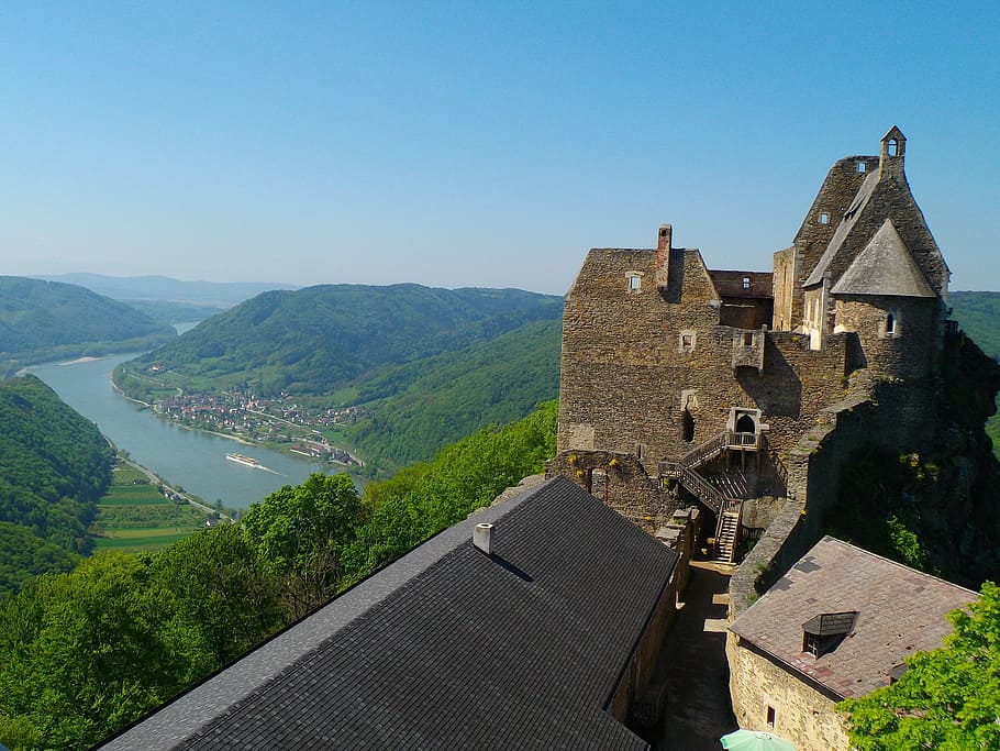 wachau, aggstein, castle, architecture, built structure, building exterior HD wallpaper