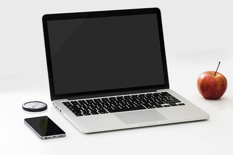 MacBook Pro, apple, smartphone, desk, laptop, office, technology, HD wallpaper