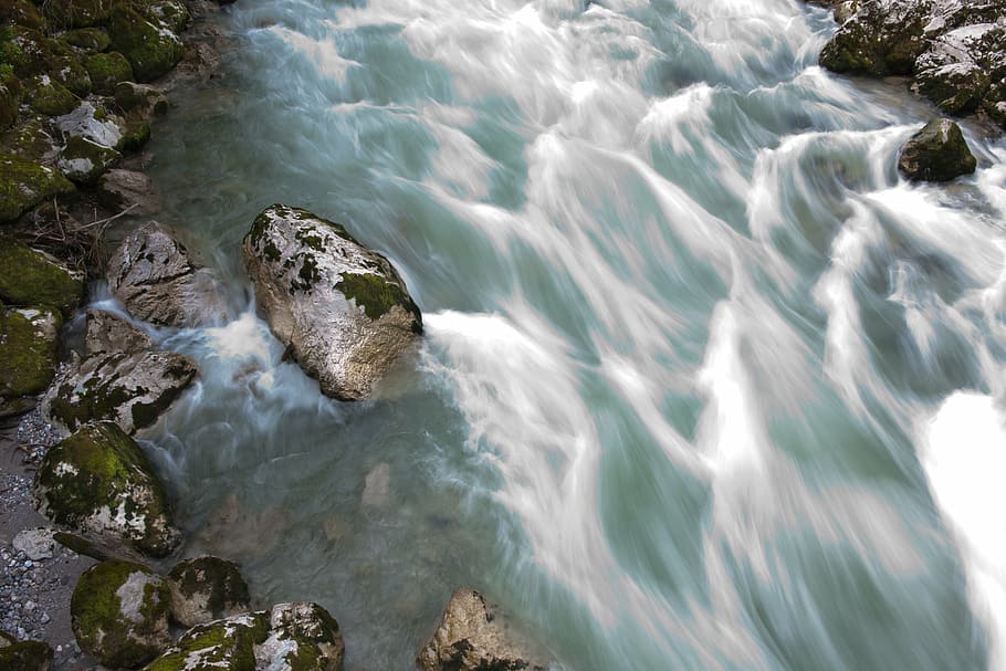 water, river, flow, nature, rock, motion, rock - object, solid HD wallpaper