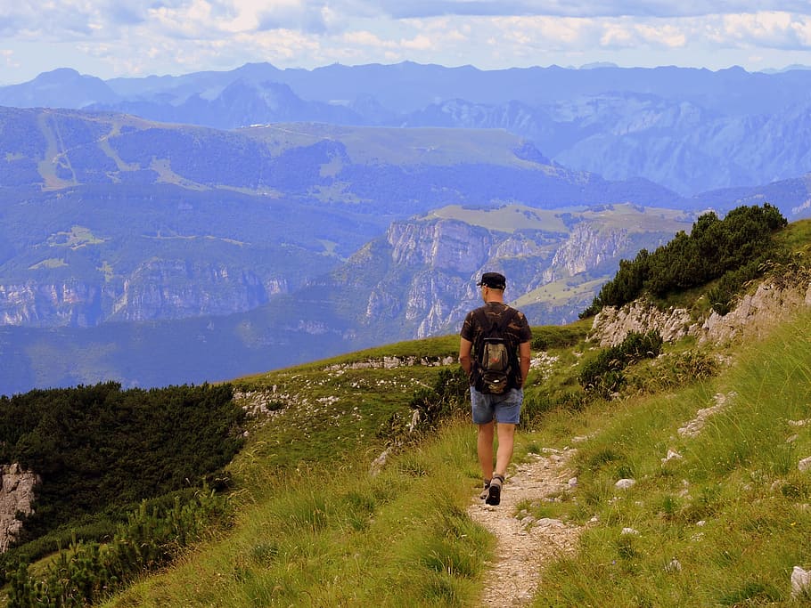 hiking, walk, trail, mountain, landscape, tranquility, serenity HD wallpaper