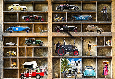 assorted car model paintings, oldtimer, collection, model car HD wallpaper