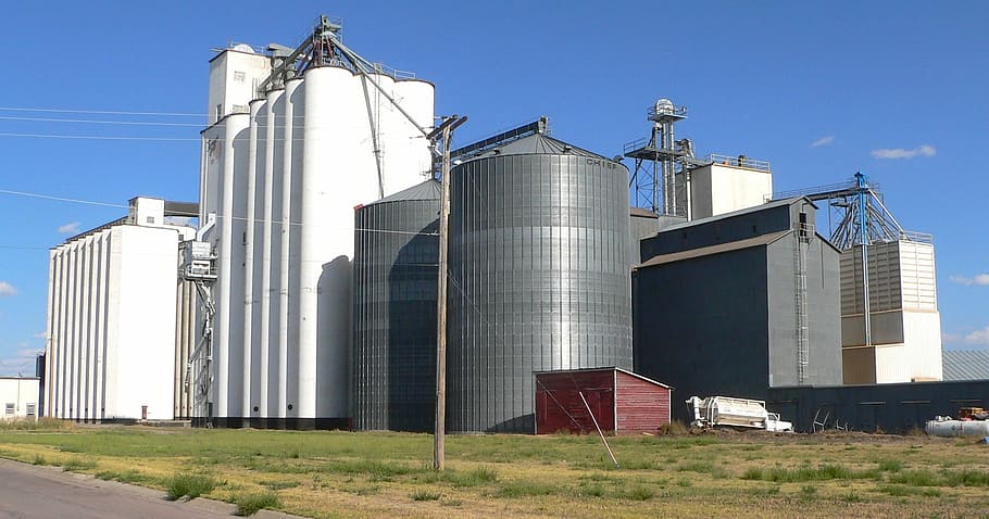 nebraska, grain elevator, agriculture, plant, business, buildings, HD wallpaper