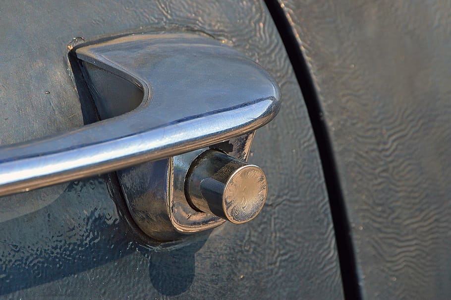 car, handle, old, black, chrome, car locker, car door handle HD wallpaper