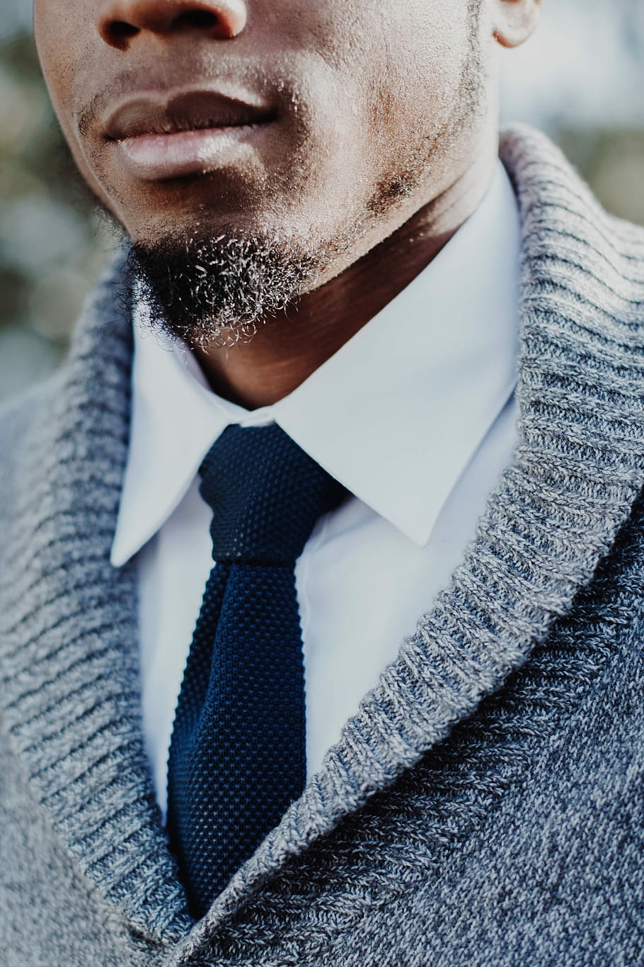 HD wallpaper man wearing white dress shirt and gray cardigan tie