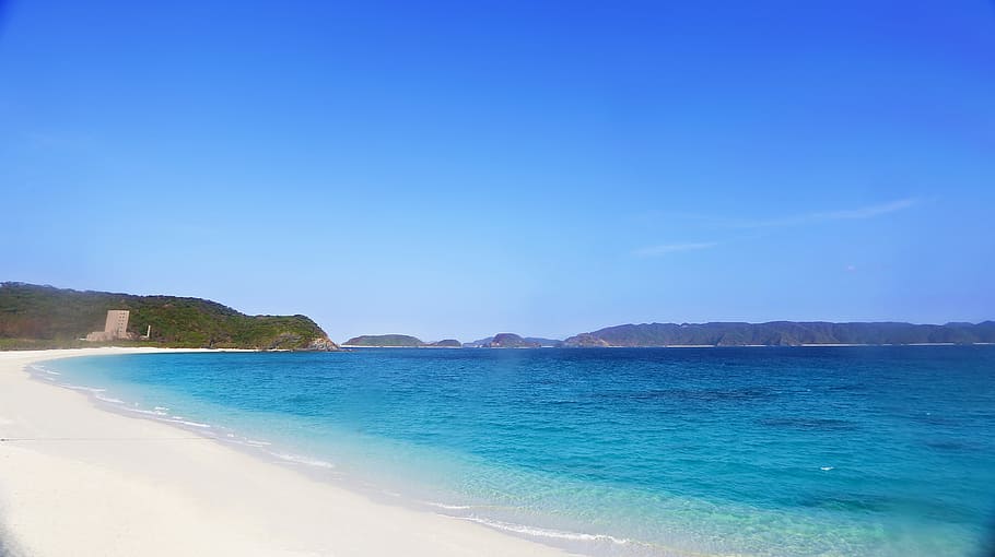 beachfront during daytime, Sea, Landscape, Blue Sky, the sea HD wallpaper