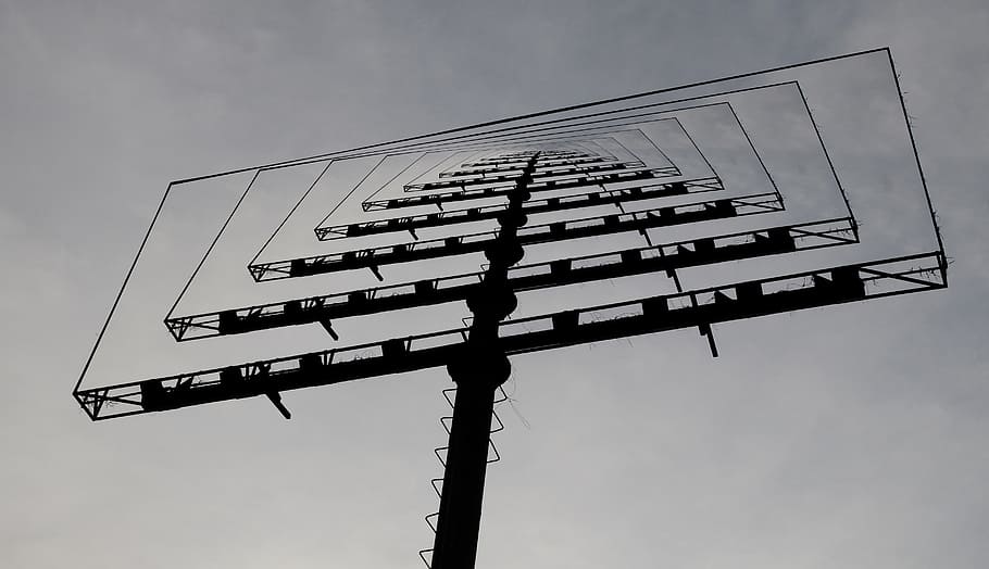 collage, billboard, loop, low angle view, sky, no people, technology HD wallpaper