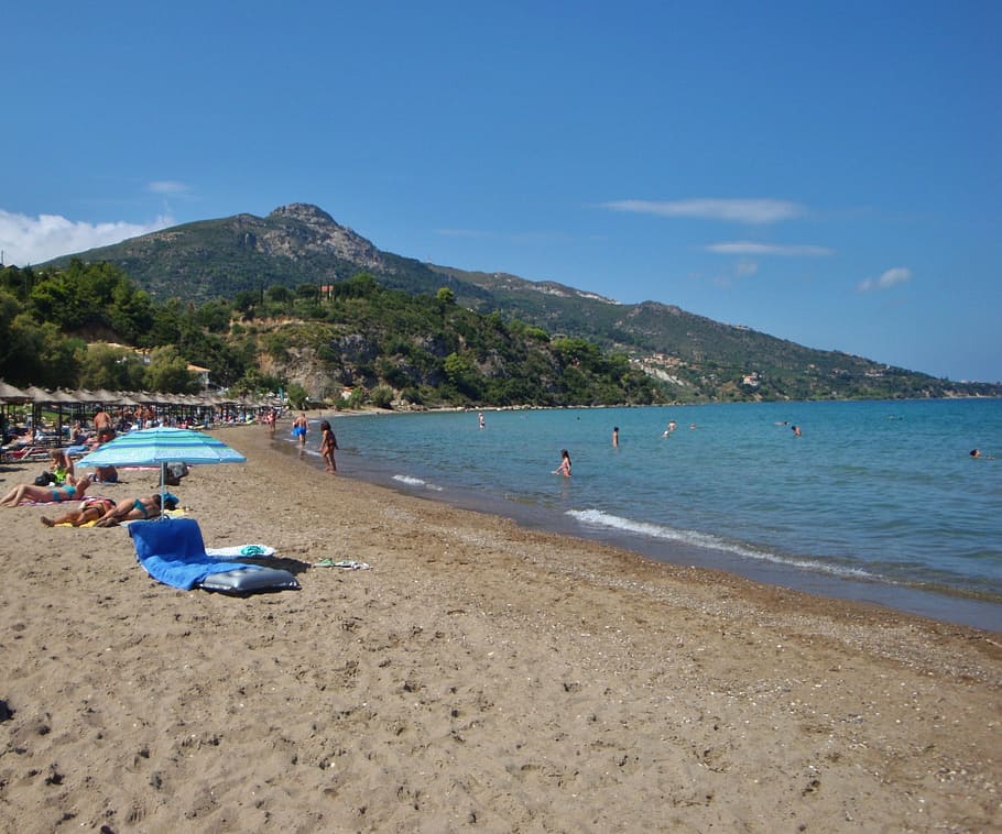 zakynthos, island, beach, sea, greece, summer, holidays, sand, HD wallpaper