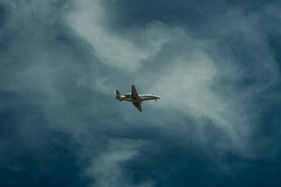 low angle view of plane on sky, airplane, transportation, flying HD wallpaper