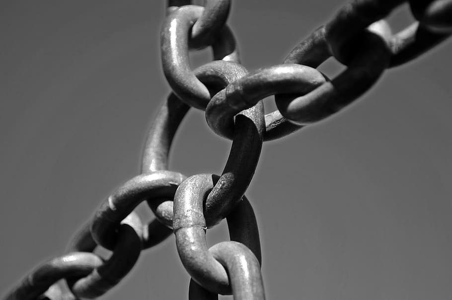 grayscale photo of chain, iron, background, metal, steel, solid, HD wallpaper