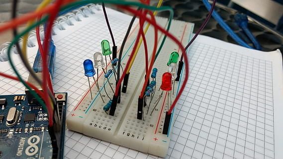 assorted-color cable on white peg board, arduino, circuit, cables HD wallpaper