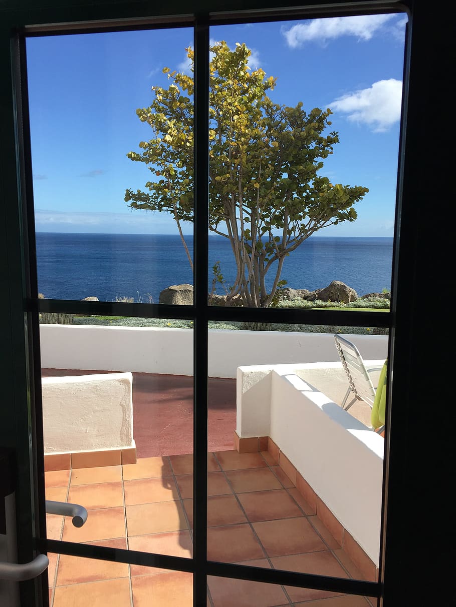 Window, Sea, Calm, Landscape, luxury, looking Through Window HD wallpaper
