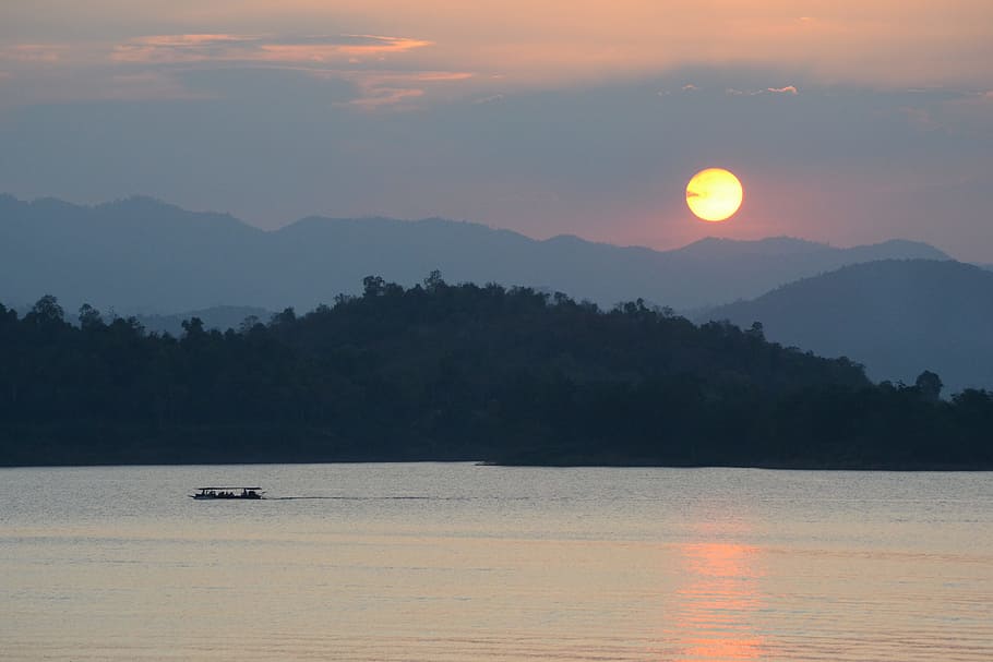 thailand, wall, sunset, landscape, kaengkrachan, phetchaburi, HD wallpaper