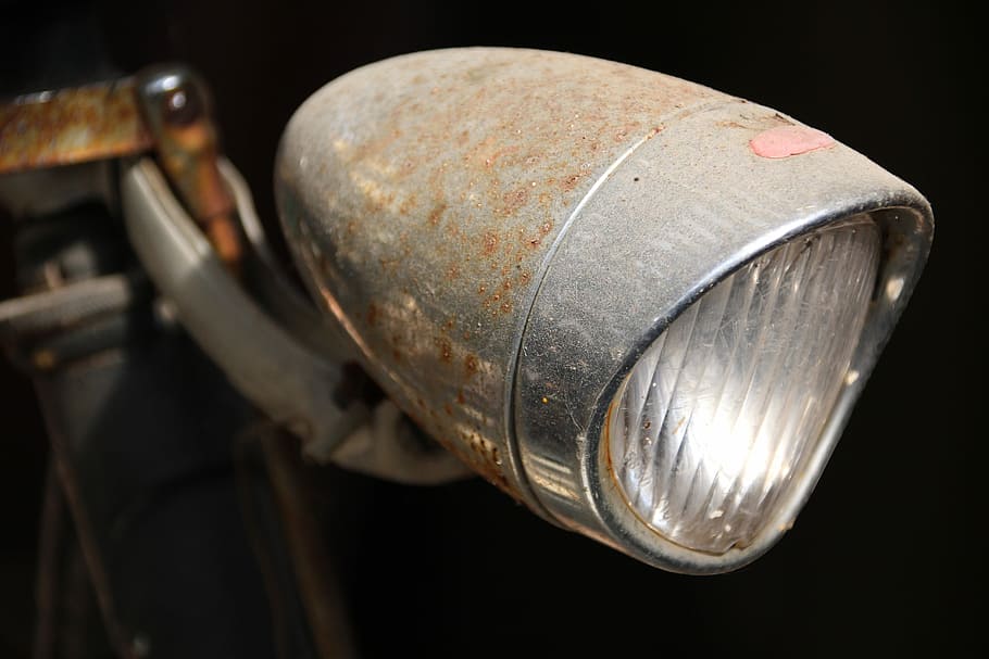 bike, front light, lighting, metal, old, single object, close-up HD wallpaper