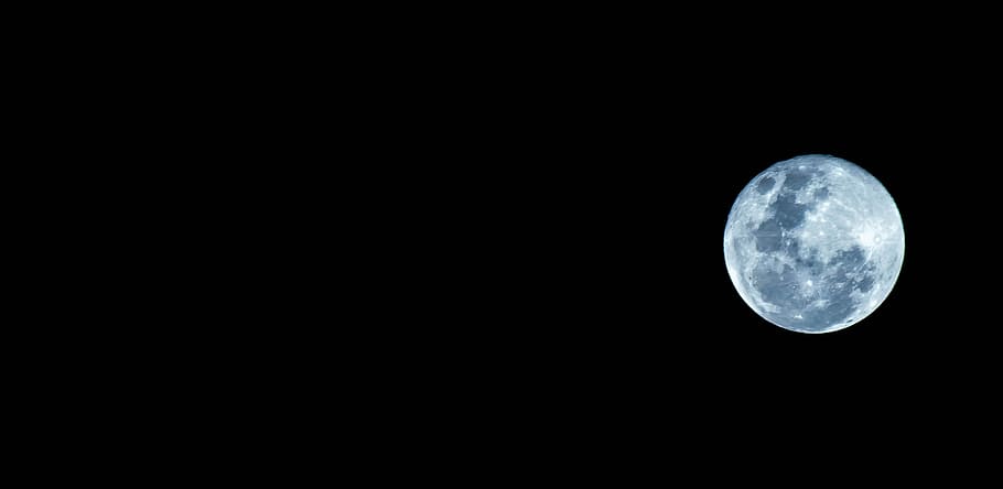 full moon, black, blue, black background, new, space, night, astronomy HD wallpaper