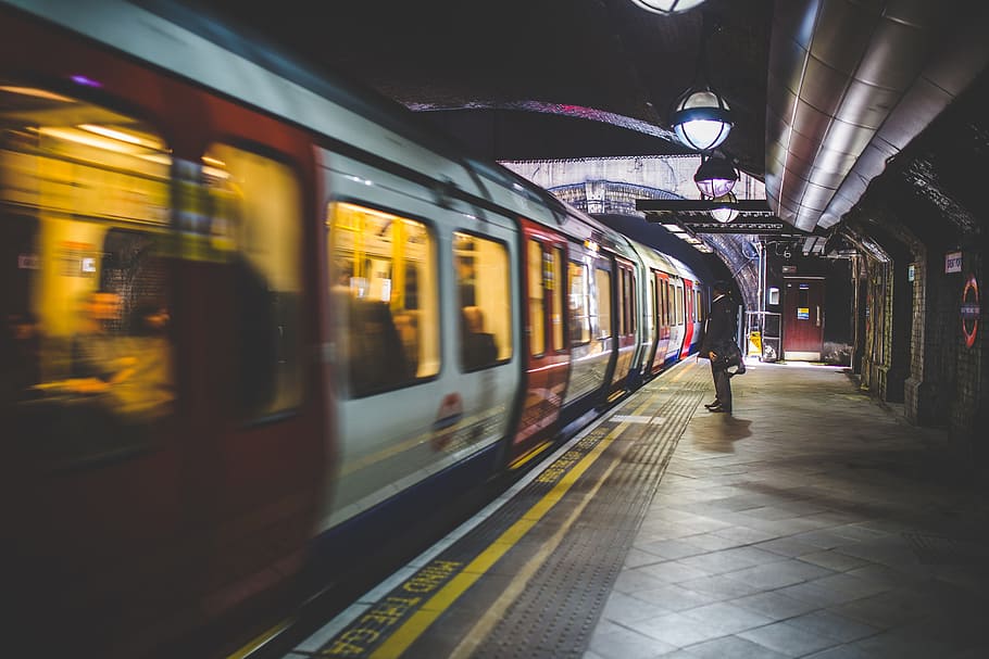person standing in front of train, subway, station, transportation HD wallpaper