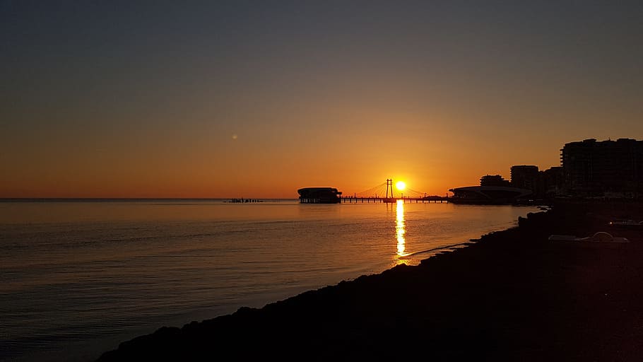 sunset, sea, ocean, nature, beach, summer, landscape, horizon HD wallpaper