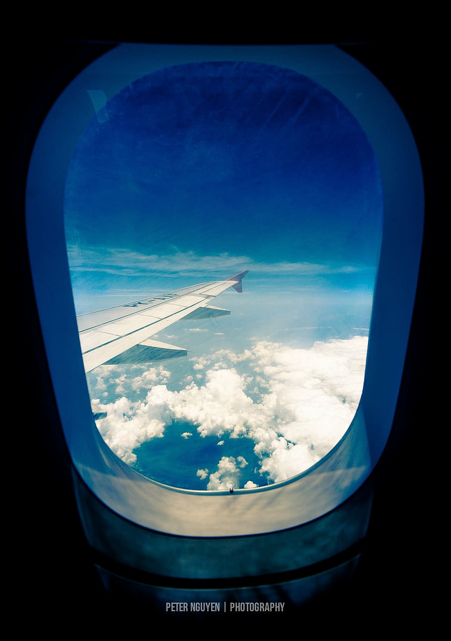Peter Nguven photography, plane, airplane, window, wing, wing tip HD wallpaper