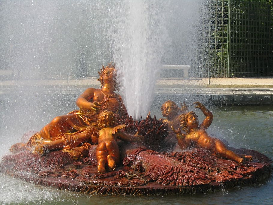 Fountain, Statue, Water, Basin, versailles, angel, water jet, HD wallpaper....