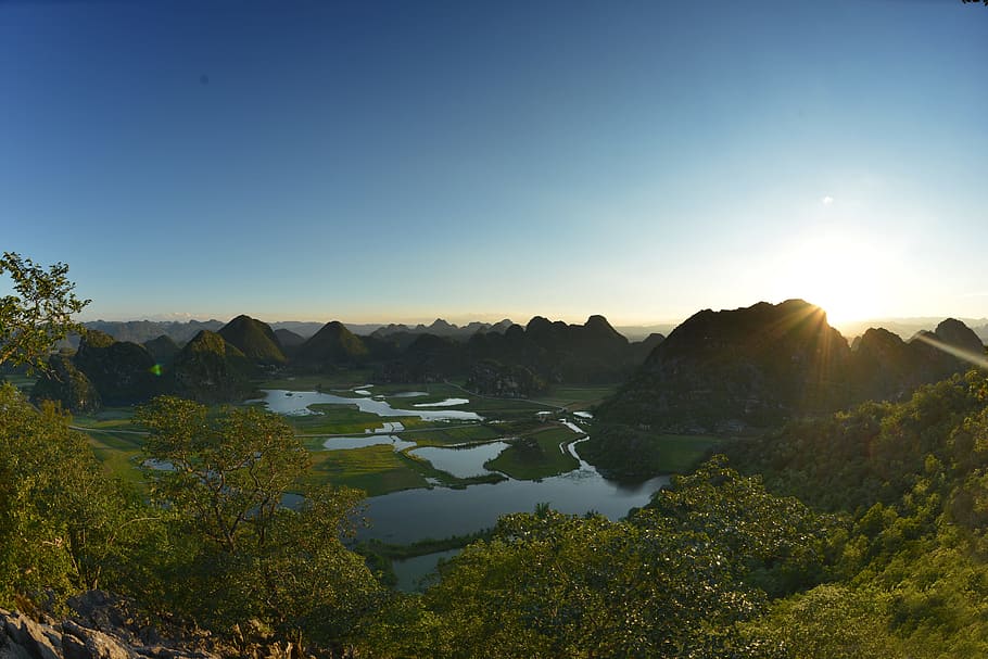 Yunnan Province, Sunrise, in yunnan province, puzhehei, scenery, HD wallpaper