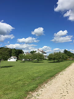 indiana, blue sky, path, landscape, midwest, rural, clouds HD wallpaper