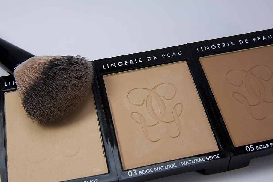 makeup palette with brush, make up, structure, fund, color HD wallpaper