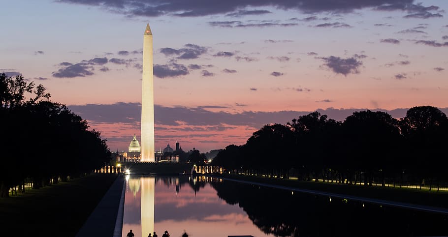 Washington Monument, Morning Sunrise, washington dc, reflecting pool, HD wallpaper