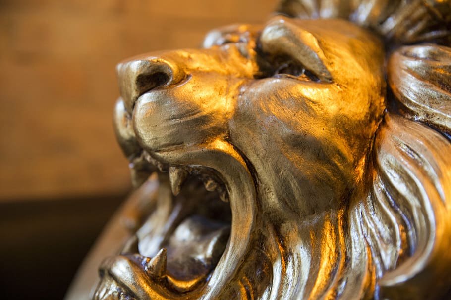 lion, light, mask, close-up, statue, sculpture, representation HD wallpaper
