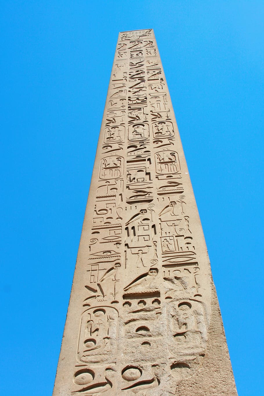 worm's eye view of tower, egypt, luxor, karnak temple, obelisk