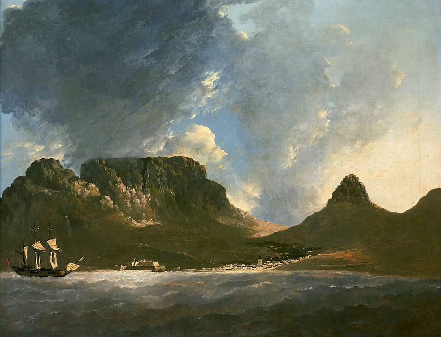 Table Mountain from Capt. Cook's ship HMS Resolution in 1772, HD wallpaper