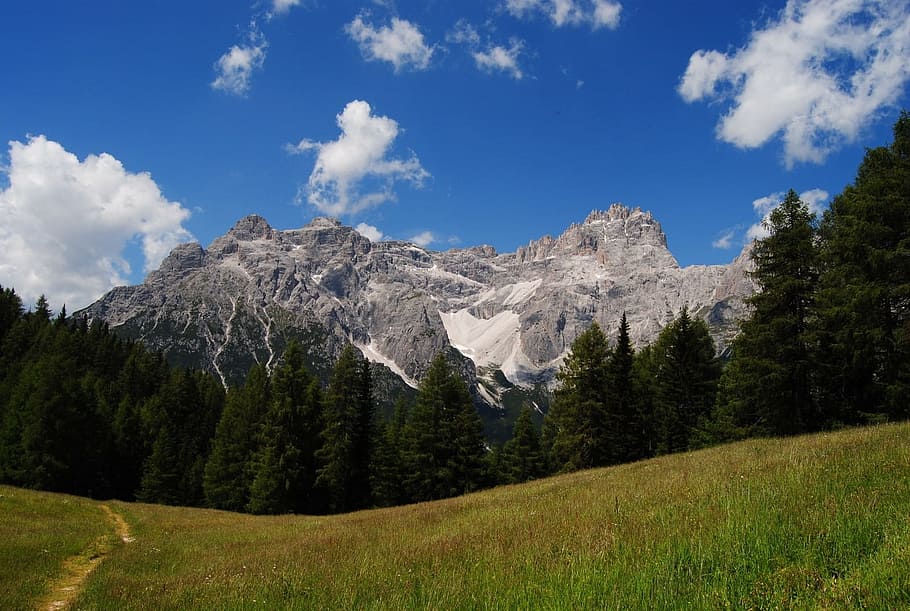 Sky, Mountains, Clouds, blue, the form of clouds, light, dolomites HD wallpaper