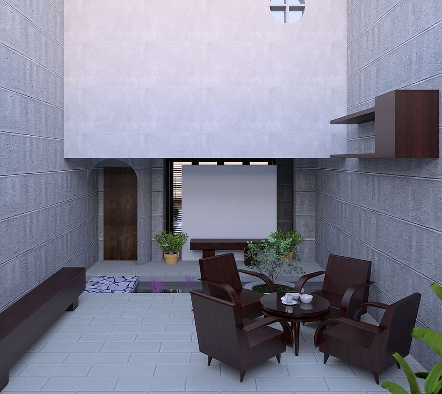 brown wooden patio set at daytime, interior design, room, guest HD wallpaper