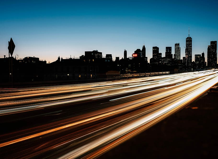 time lapse photography of passing vehicles on road, time lapse photography of street HD wallpaper
