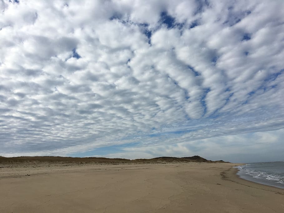 Beach, Clouds, Tide, Waves, Ocean, sky, sea, sand, coast, sky clouds, HD wallpaper