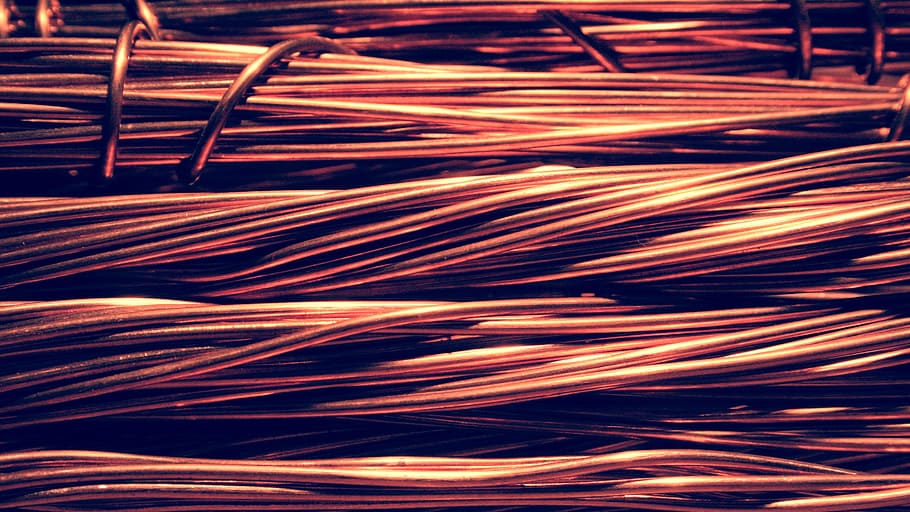brown cable wires, copper, electric, stop, closeup, metal, recycling