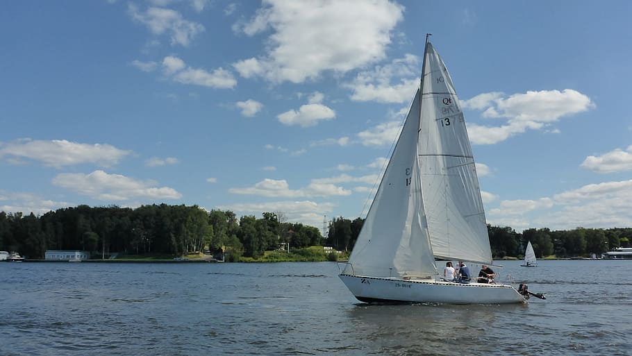 sails, regatta, boat, reservoir, water, in the water, moscow region, HD wallpaper