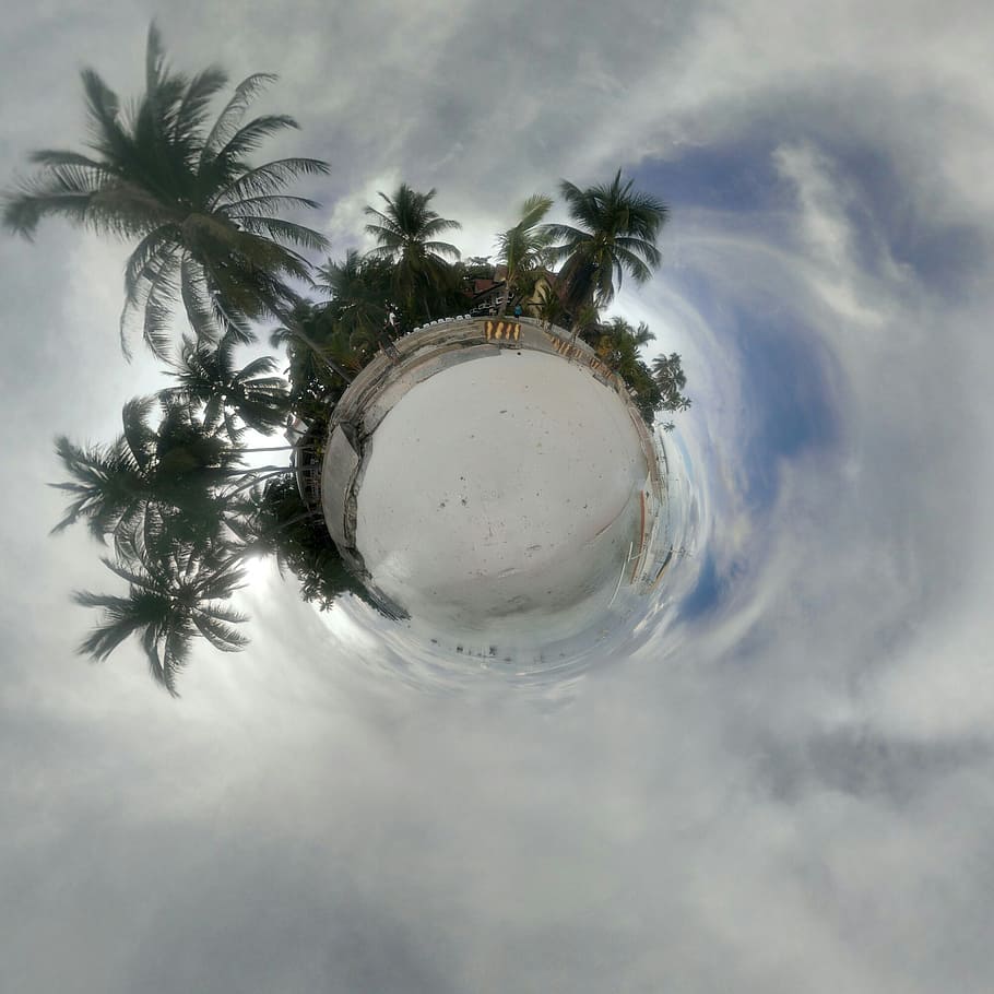 fisheye, philippines, beach, globe, desert, island, sea, tropical HD wallpaper