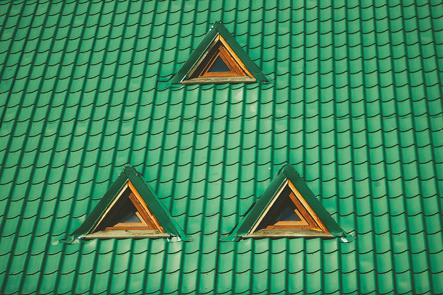 green roof with three windows, architecture, building, structure HD wallpaper