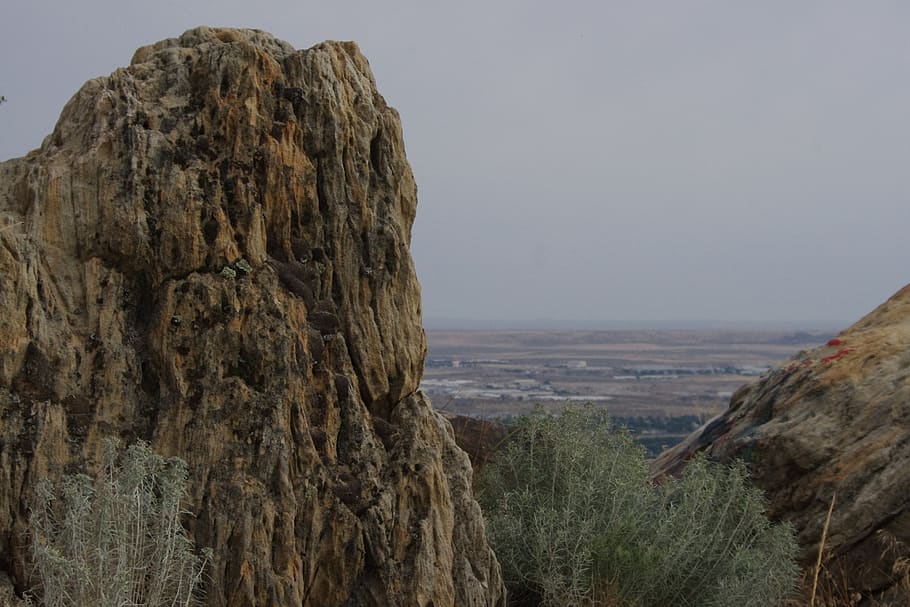 rocks, view, cliff, skyline, petrified, rock - object, mountain HD wallpaper