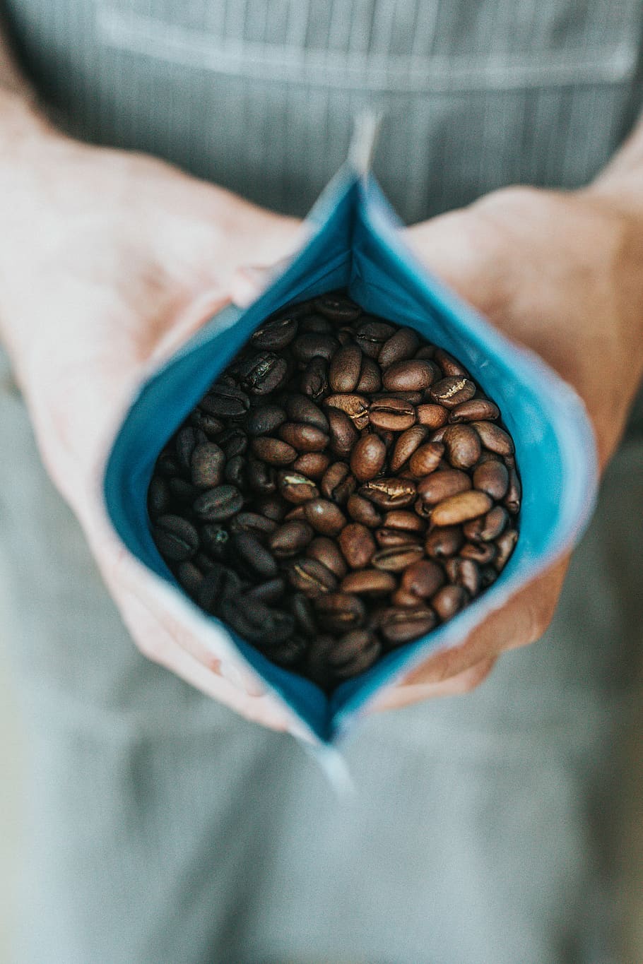 person holding coffee beans in pack, person holding pack of coffee beans HD wallpaper