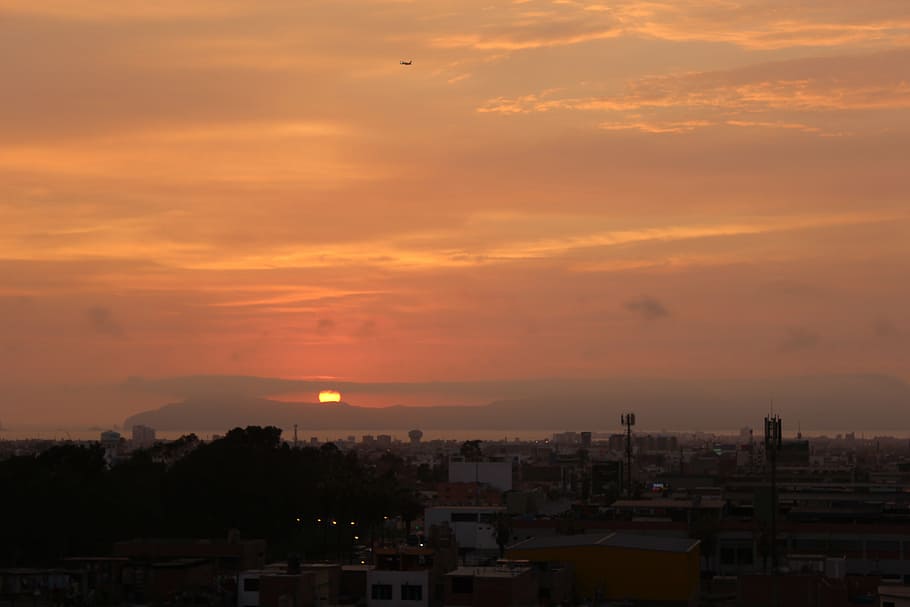 landscape, lime, peru, sky, sunset, dusk, cityscape, cloud - sky HD wallpaper