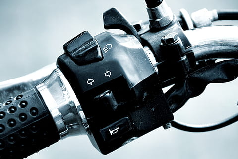 black motorcycle horn button, throttle, chrome, technology HD wallpaper