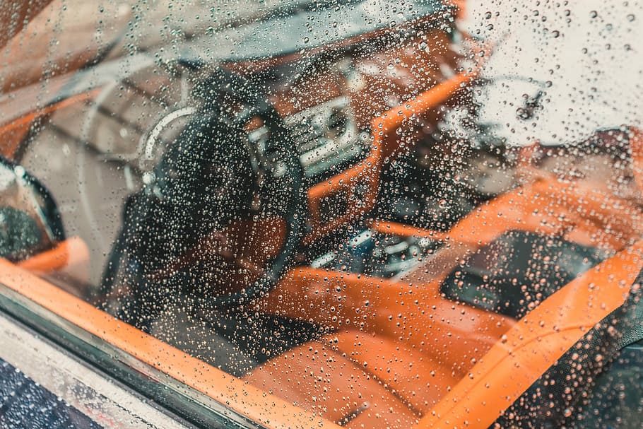 water dew on vehicle windshield, person taking photo of car interior HD wallpaper