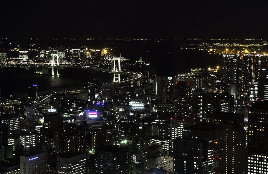 Odaiba, Japan, Tokyo, illuminated, night, no people, building exterior, HD wallpaper