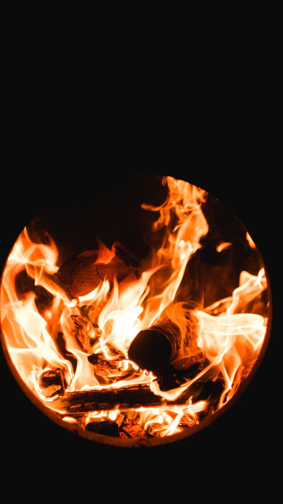 bonfire illustration, untitled, dark, orange, flame, log, burning HD wallpaper