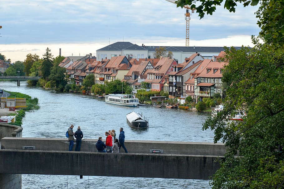 Bamberg, Town Hall, Bridge, Regnitz, building, arch, architecture HD wallpaper