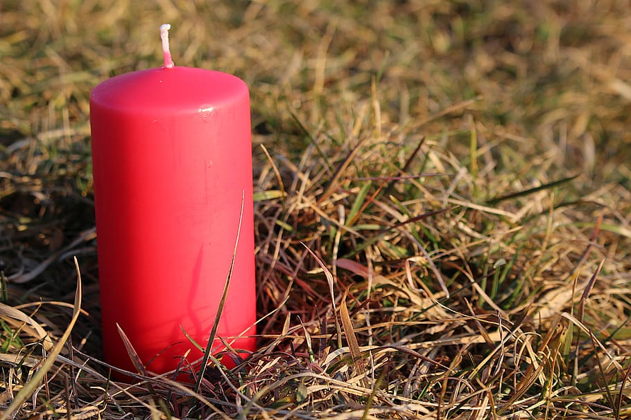candle, easter, holiday, red, no people, close-up, straw, field HD wallpaper