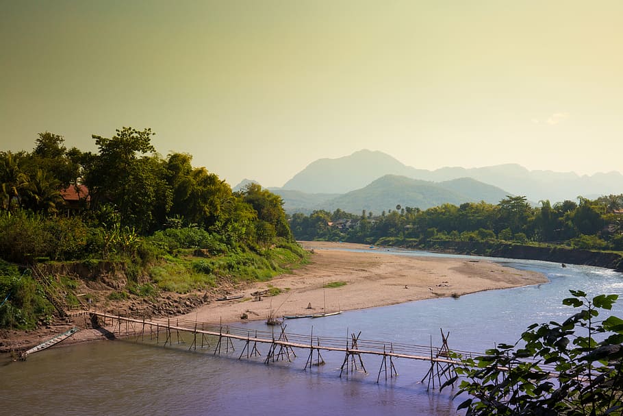 luang prabang, khan river, laos, nature, asia, mountain, landscape, HD wallpaper