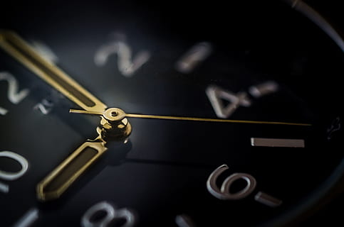 black and gray analog clock at 9 o'clock, watch, second, minute HD wallpaper