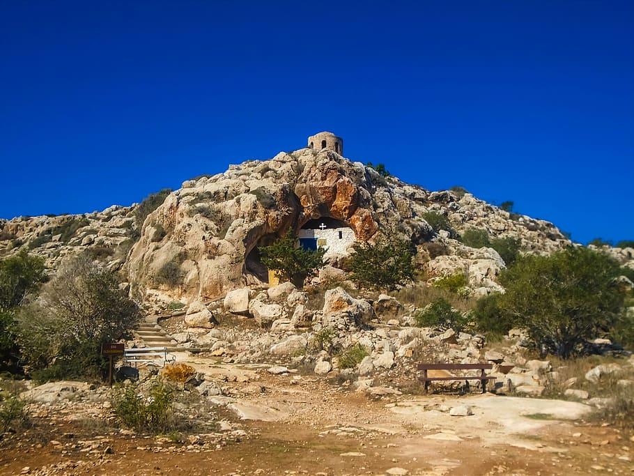 cyprus, protaras, ayii saranta, cave, church, sightseing, sky HD wallpaper